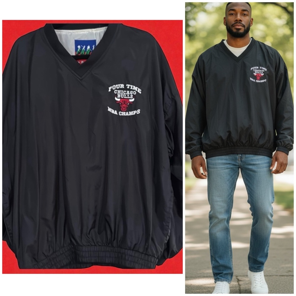 Vintage 1994 Chicago Bulls 4 time NBA Champs Windbreaker Fans Gear Men's Sz L